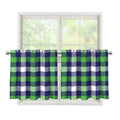 Green Blue And White Buffalo Plaid Print Tier Curtains
