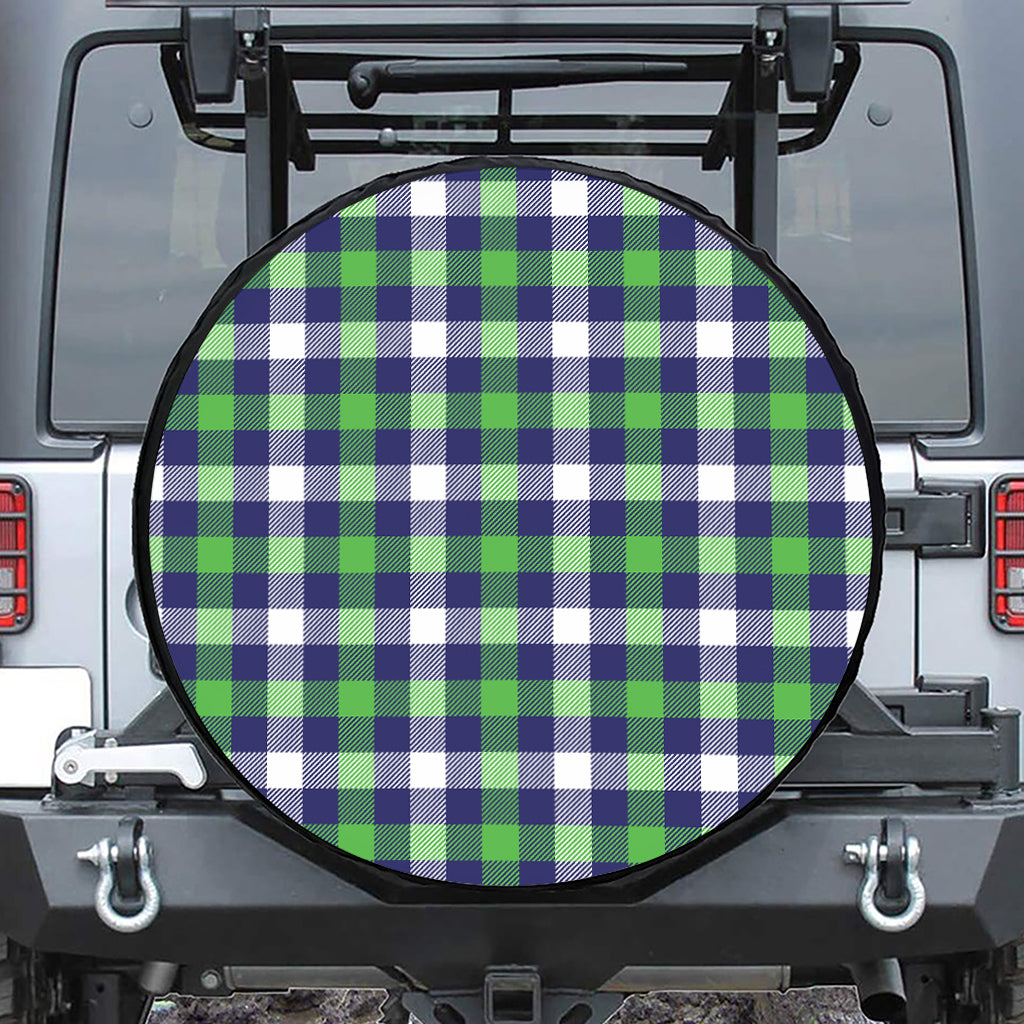 Green Blue And White Buffalo Plaid Print Tire Cover