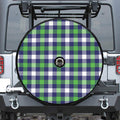 Green Blue And White Buffalo Plaid Print Tire Cover With Camera Hole