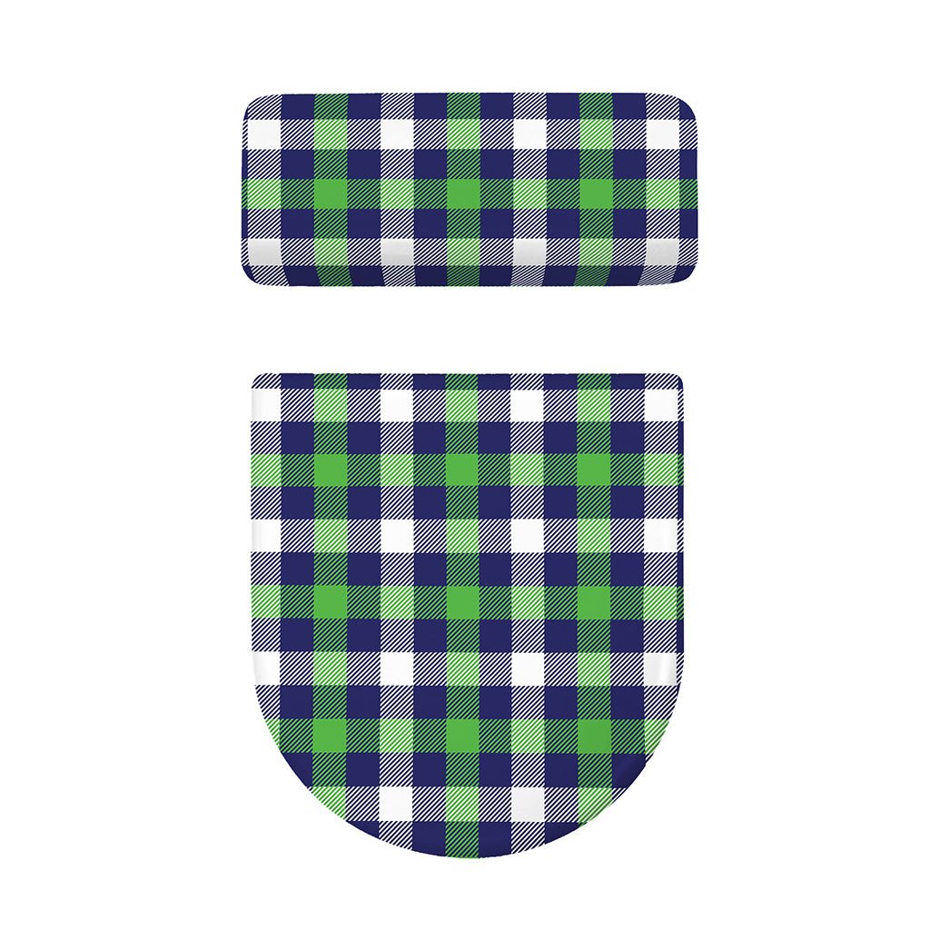 Green Blue And White Buffalo Plaid Print Toilet Lid And Tank Cover Set