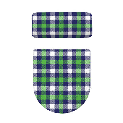 Green Blue And White Buffalo Plaid Print Toilet Lid And Tank Cover Set