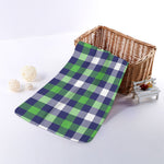 Green Blue And White Buffalo Plaid Print Towel