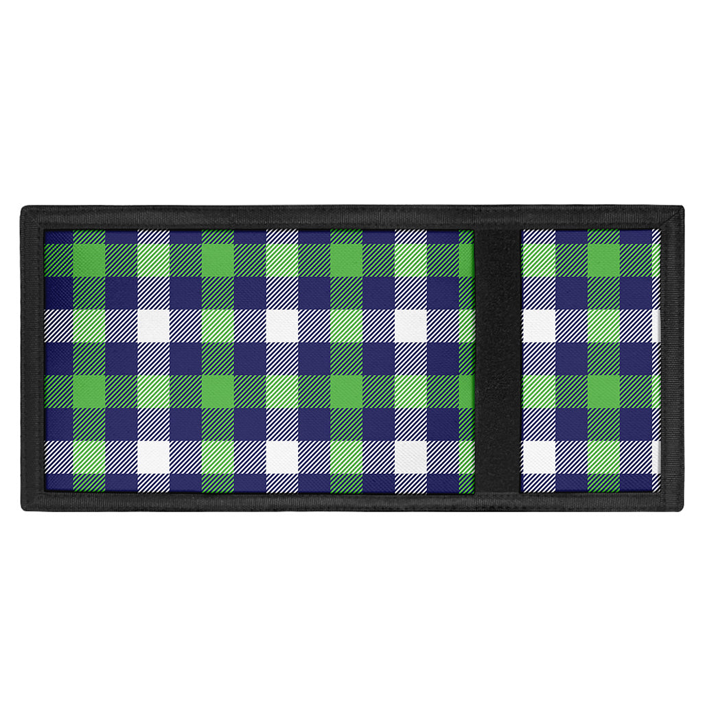 Green Blue And White Buffalo Plaid Print Trifold Wallet