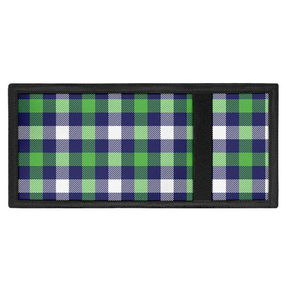 Green Blue And White Buffalo Plaid Print Trifold Wallet
