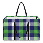 Green Blue And White Buffalo Plaid Print Utility Tote Bag