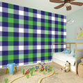 Green Blue And White Buffalo Plaid Print Wall Sticker