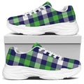 Green Blue And White Buffalo Plaid Print White Chunky Shoes