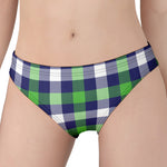 Green Blue And White Buffalo Plaid Print Women's Panties