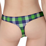 Green Blue And White Buffalo Plaid Print Women's Thong