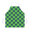Green Blue And White Plaid Pattern Print Adjustable Apron