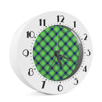 Green Blue And White Plaid Pattern Print Alarm Clock