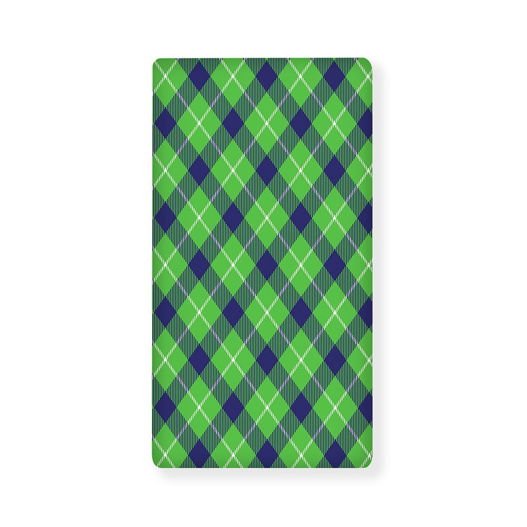Green Blue And White Plaid Pattern Print Baby Crib Sheet