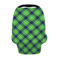 Green Blue And White Plaid Pattern Print Baby Seat Cover