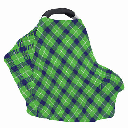 Green Blue And White Plaid Pattern Print Baby Seat Cover
