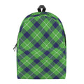 Green Blue And White Plaid Pattern Print School Backpack