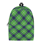 Green Blue And White Plaid Pattern Print Backpack