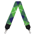 Green Blue And White Plaid Pattern Print Bag Strap