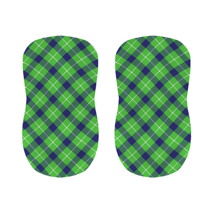 Green Blue And White Plaid Pattern Print Bar Stool Covers