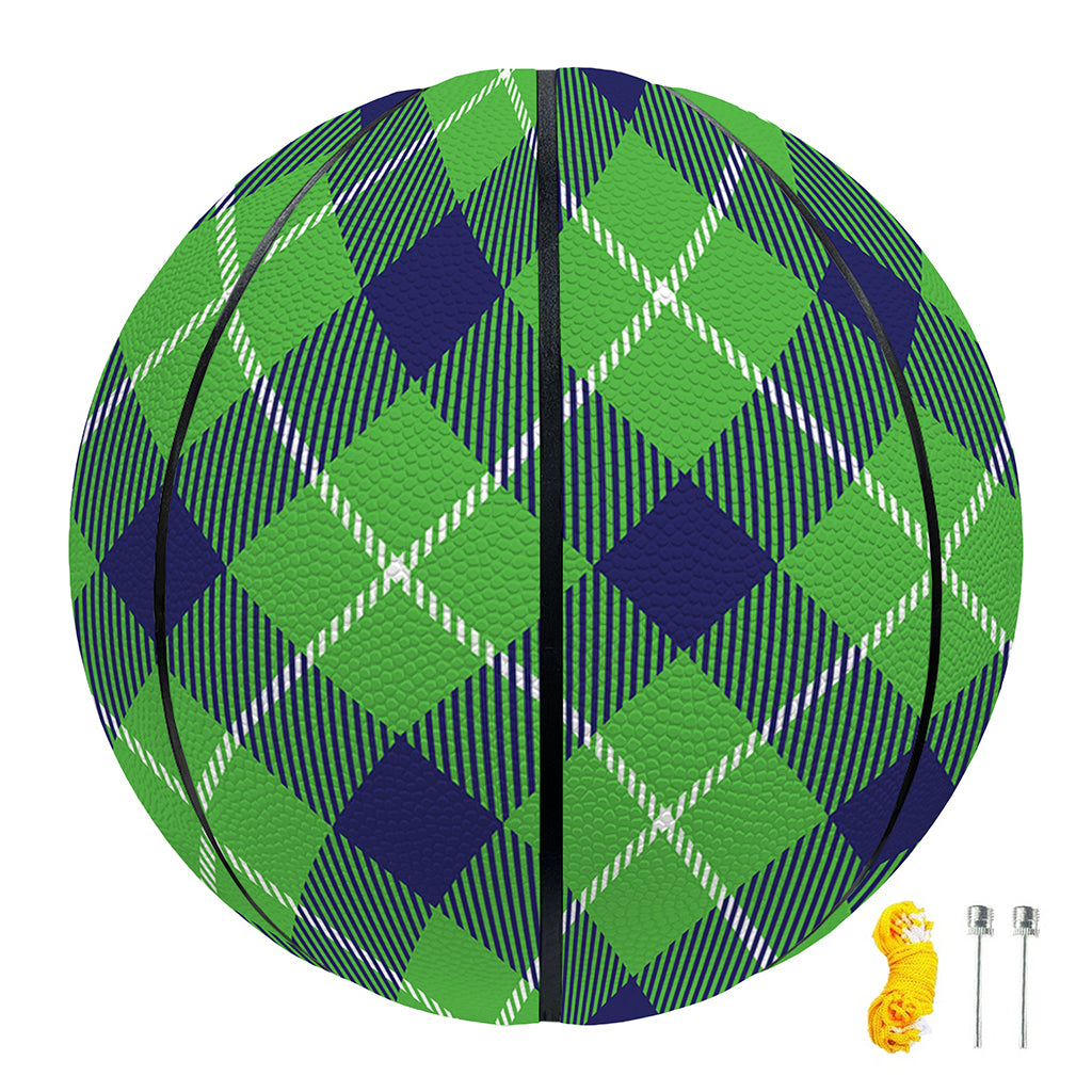 Green Blue And White Plaid Pattern Print Basketball