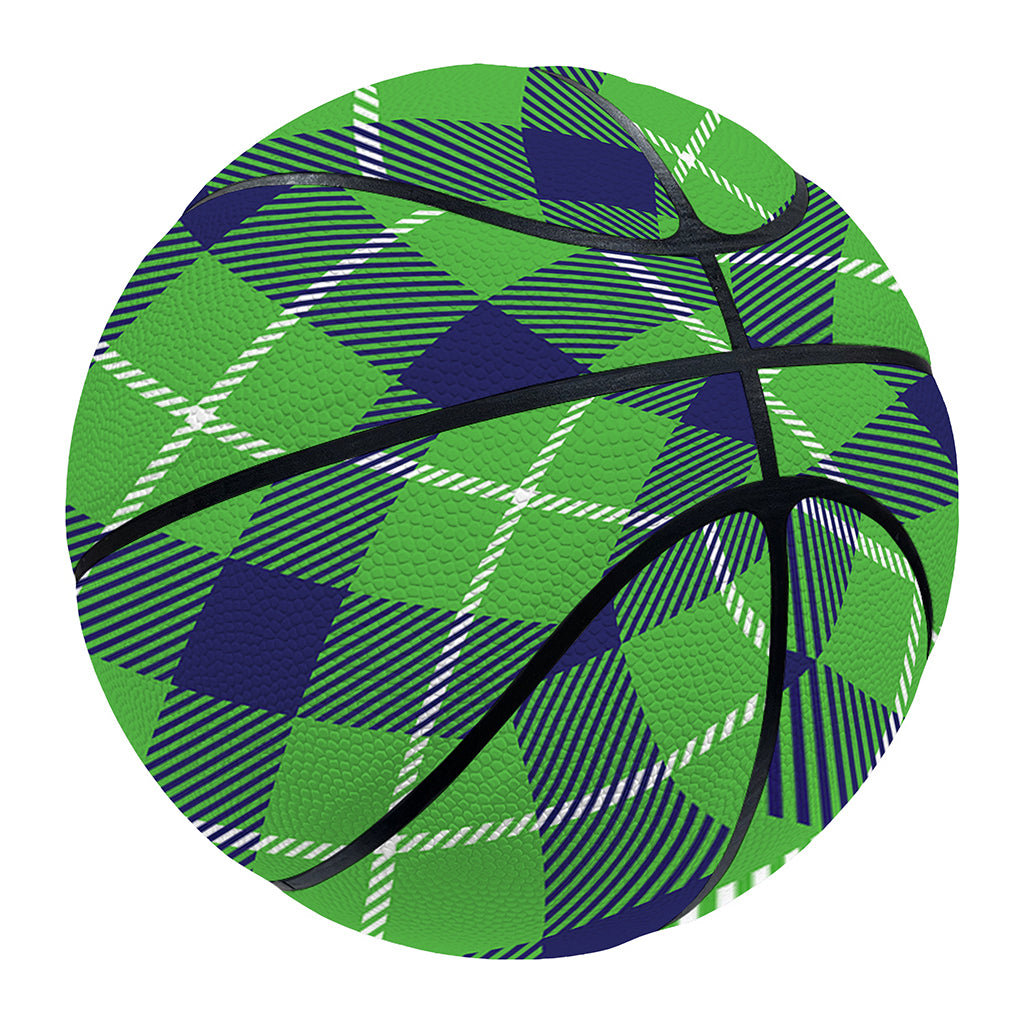 Green Blue And White Plaid Pattern Print Basketball