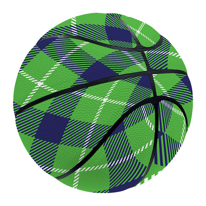 Green Blue And White Plaid Pattern Print Basketball