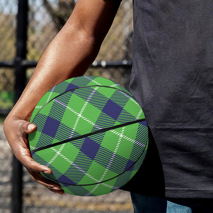 Green Blue And White Plaid Pattern Print Basketball