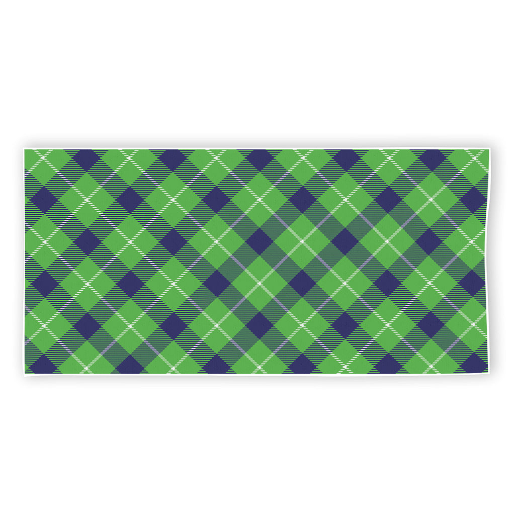 Green Blue And White Plaid Pattern Print Beach Towel