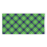 Green Blue And White Plaid Pattern Print Beach Towel