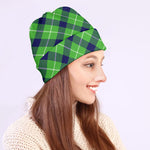 Green Blue And White Plaid Pattern Print Beanie