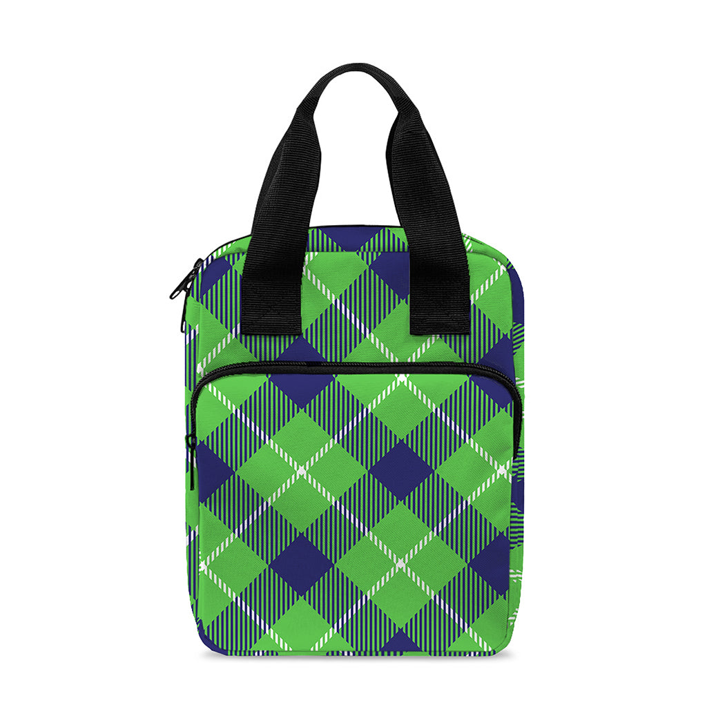 Green Blue And White Plaid Pattern Print Bible Tote Bag