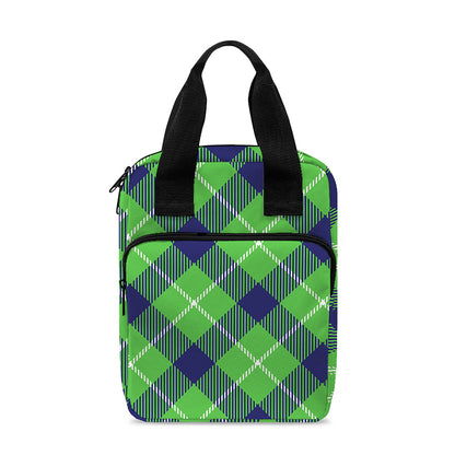 Green Blue And White Plaid Pattern Print Bible Tote Bag