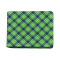 Green Blue And White Plaid Pattern Print Bifold Wallet