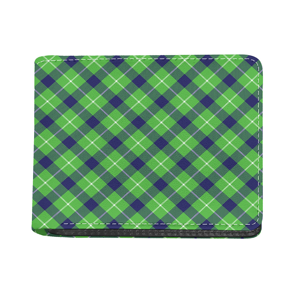 Green Blue And White Plaid Pattern Print Bifold Wallet