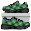 Green Blue And White Plaid Pattern Print Black Chunky Shoes
