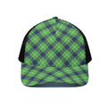 Green Blue And White Plaid Pattern Print Black Mesh Trucker Hat