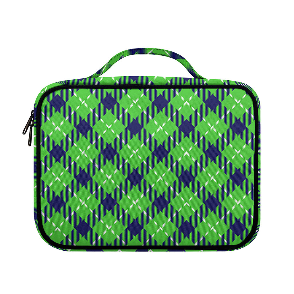 Green Blue And White Plaid Pattern Print Briefcase Bible Bag