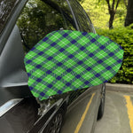 Green Blue And White Plaid Pattern Print Car Side Mirror Covers