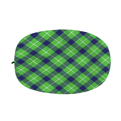 Green Blue And White Plaid Pattern Print Car Side Mirror Covers