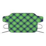 Green Blue And White Plaid Pattern Print Car Windshield Snow Cover