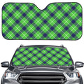 Green Blue And White Plaid Pattern Print Car Windshield Sun Shade