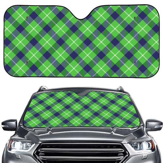 Green Blue And White Plaid Pattern Print Car Windshield Sun Shade