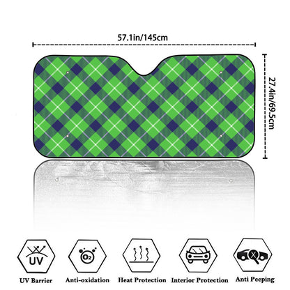 Green Blue And White Plaid Pattern Print Car Windshield Sun Shade