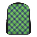 Green Blue And White Plaid Pattern Print Casual Backpack
