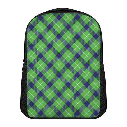 Green Blue And White Plaid Pattern Print Casual Backpack