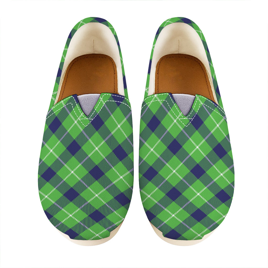 Green Blue And White Plaid Pattern Print Casual Shoes