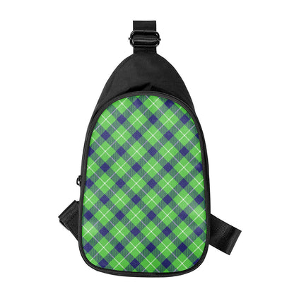 Green Blue And White Plaid Pattern Print Chest Bag