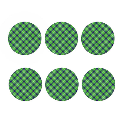 Green Blue And White Plaid Pattern Print Coaster Set