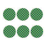 Green Blue And White Plaid Pattern Print Coaster Set
