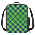 Green Blue And White Plaid Pattern Print Crossbody Lunch Bag