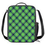 Green Blue And White Plaid Pattern Print Crossbody Lunch Bag